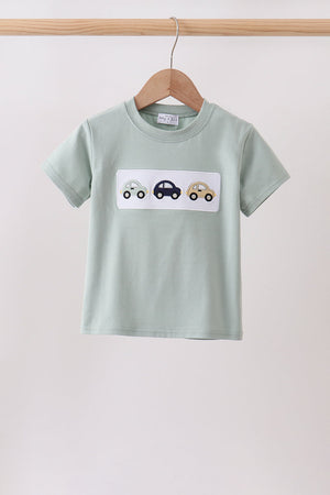 Green vehicle embroidery top