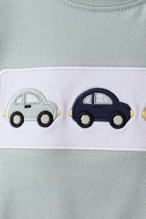 Green vehicle embroidery top