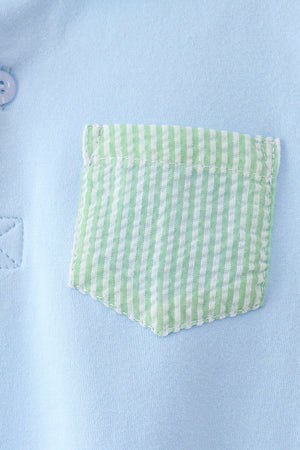 Blue pocket button down shirt