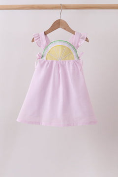 Pink lemon ruffle gingham dress