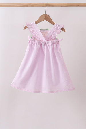 Pink lemon ruffle gingham dress