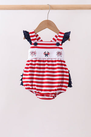 Red stripe flag fireworks embroidery ruffle bubble