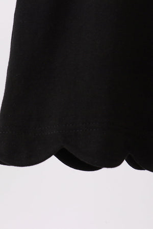 Black flutter sleeve scalloped top
