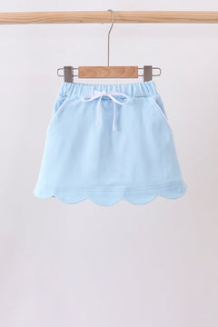 Mint scallop hem bow skort