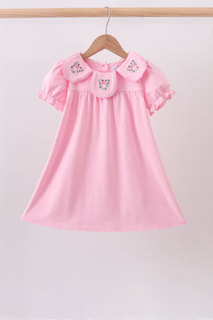 Pink Floral Embroidery Dress