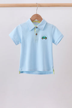 Blue Tractor Embroidered Polo