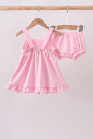 Pink football applique everyone has fun bloomer set