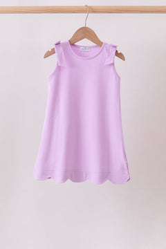 Purple Scalloped Bow Dress