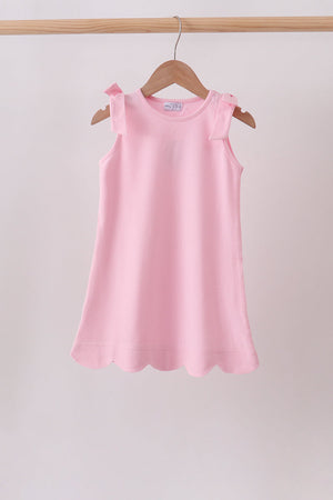 Pink Scalloped Bow Dress