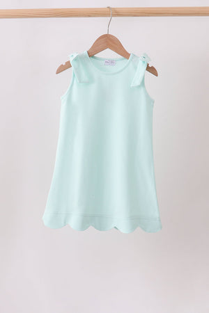 Mint Scalloped Bow Dress
