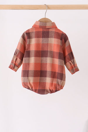 Rust Plaid Button Down Bubble