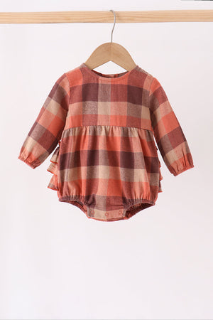 Rust Plaid Ruffle Bubble