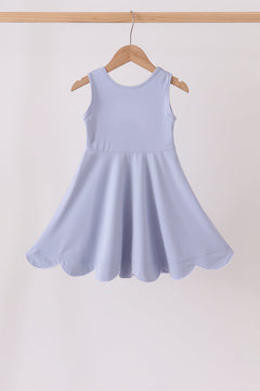 Dusty Blue Scalloped Dress
