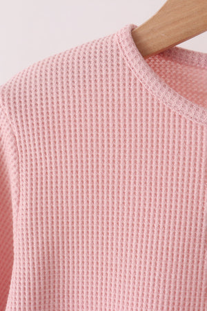 Pink scalloped pants set