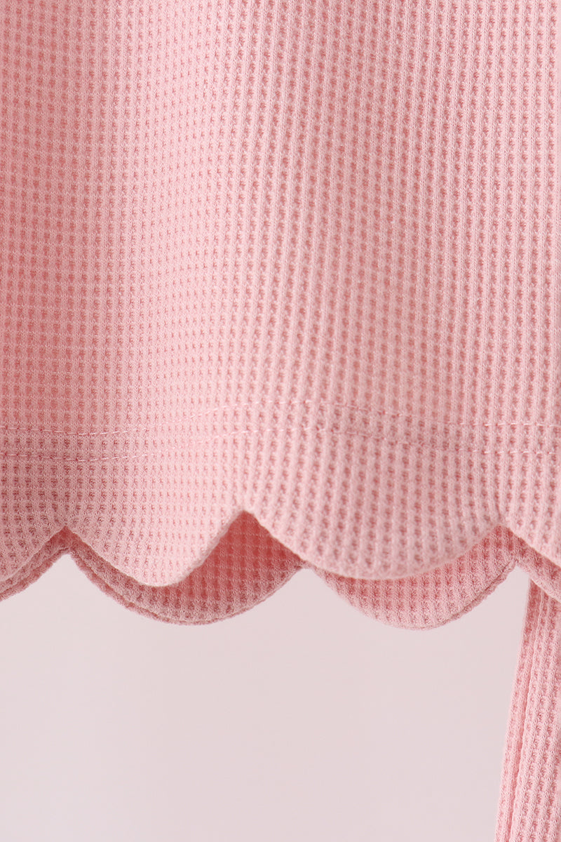 Pink scalloped pants set