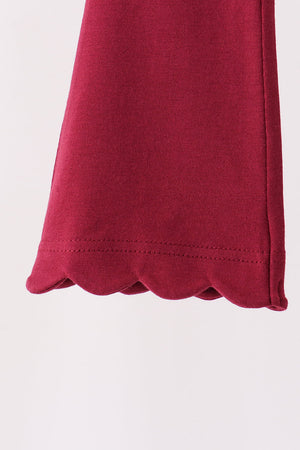 Maroon scalloped bell pants