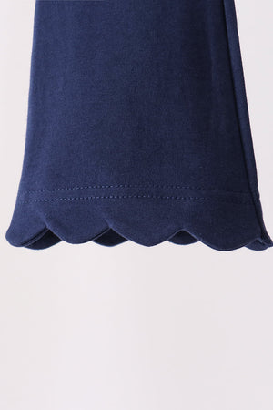 Navy scalloped bell pants