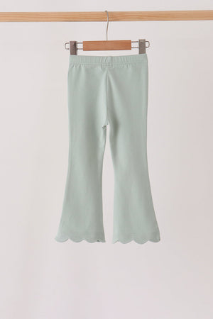 Sage scalloped bell pants