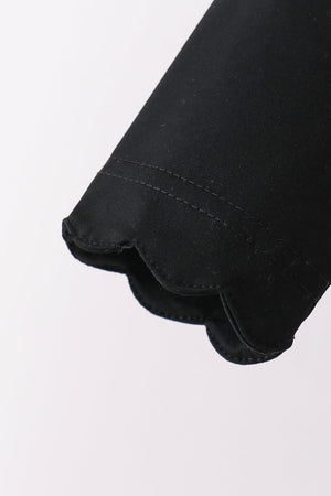 Black scallped zipper active set
