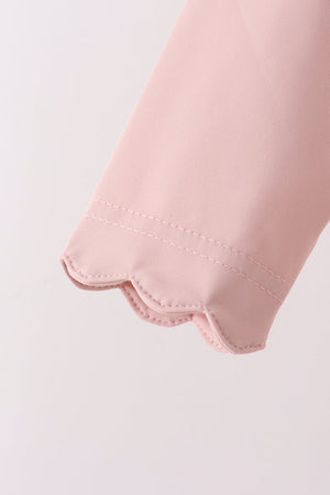 Pink scallped zipper active set