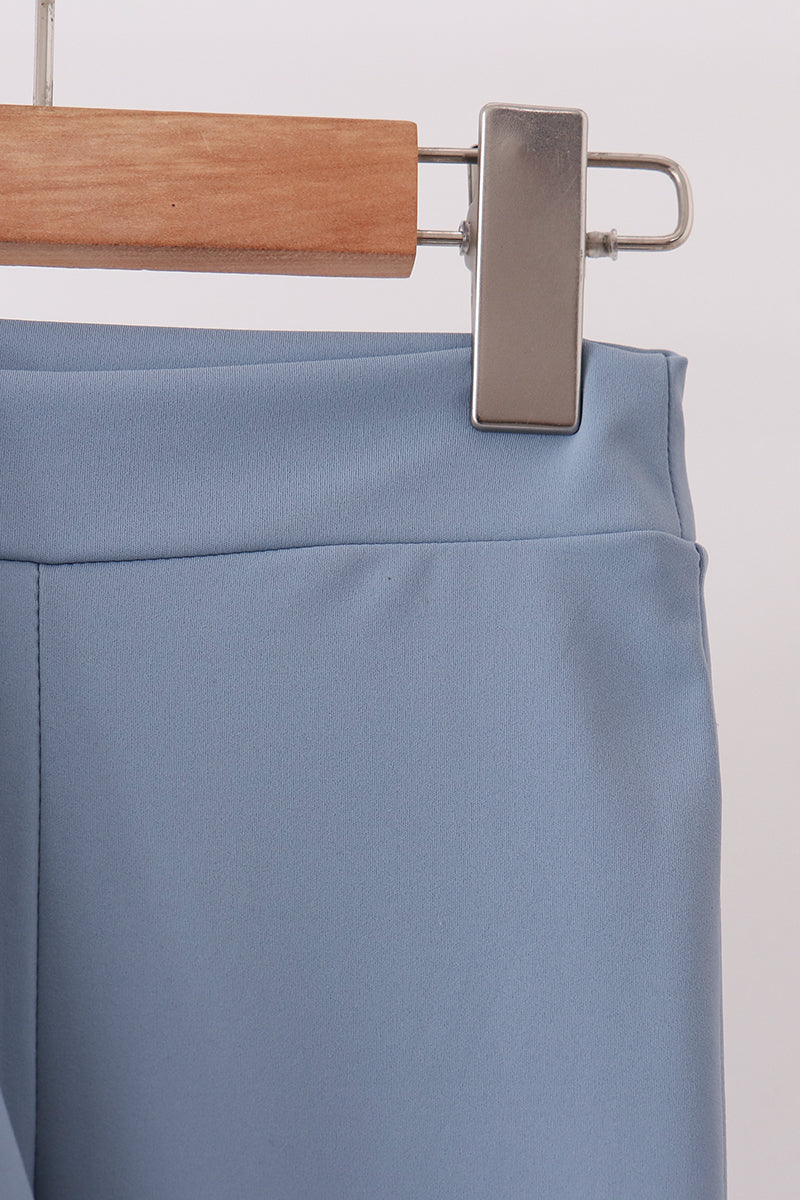 Dusty slate blue scallped zipper active set