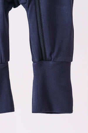 Navy zipper bamboo romper