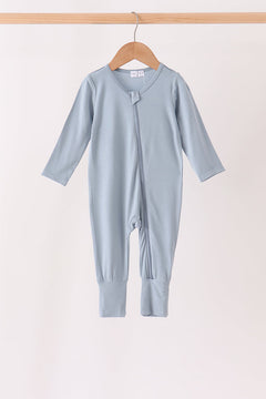 Blue zipper bamboo anti-slip romper