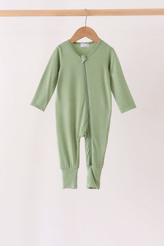 Green zipper bamboo anti-slip romper