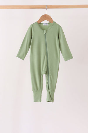 Green zipper bamboo anti-slip romper