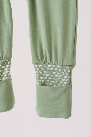 Green zipper bamboo anti-slip romper