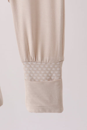 Beige zipper bamboo anti-slip romper
