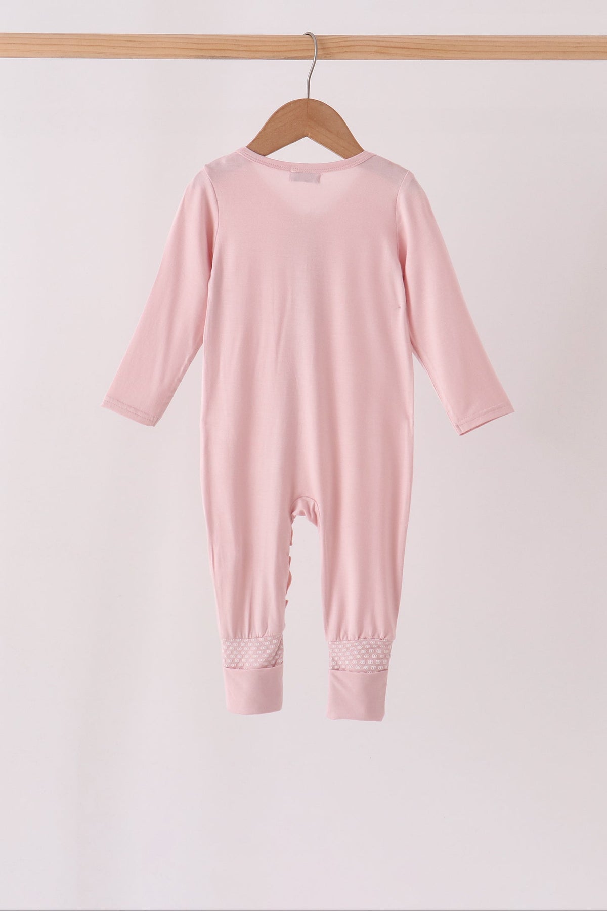 Pink ruffle zipper bamboo anti-slip romper