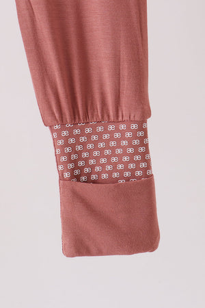 Dusty rose ruffle zipper bamboo anti-slip romper