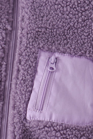 Purple fleece zipper jacket