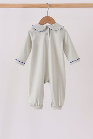 Sage turkey embroidery romper