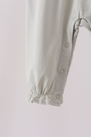 Sage turkey embroidery ruffle romper