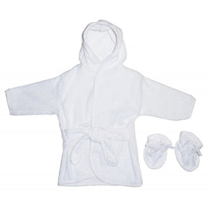 White Hooded Baby Terry Cloth Robe with Booties (960W)