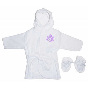 White Hooded Baby Terry Cloth Robe with Booties (960W)
