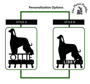 Afghan Hound Personalized Key and Leash Holder -  5 Hooks