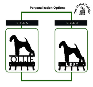 Airedale Terrier Personalized Key and Leash Holder -  5 Hooks