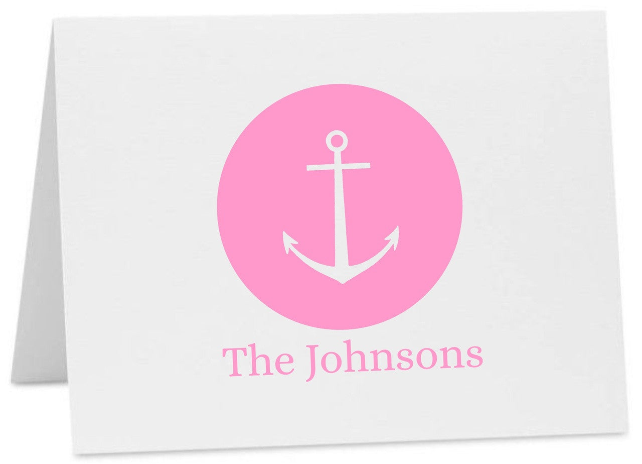 Anchor Dot Personalized Note Cards with Alice Font (Available in Multiple Colors) (CC-10452)
