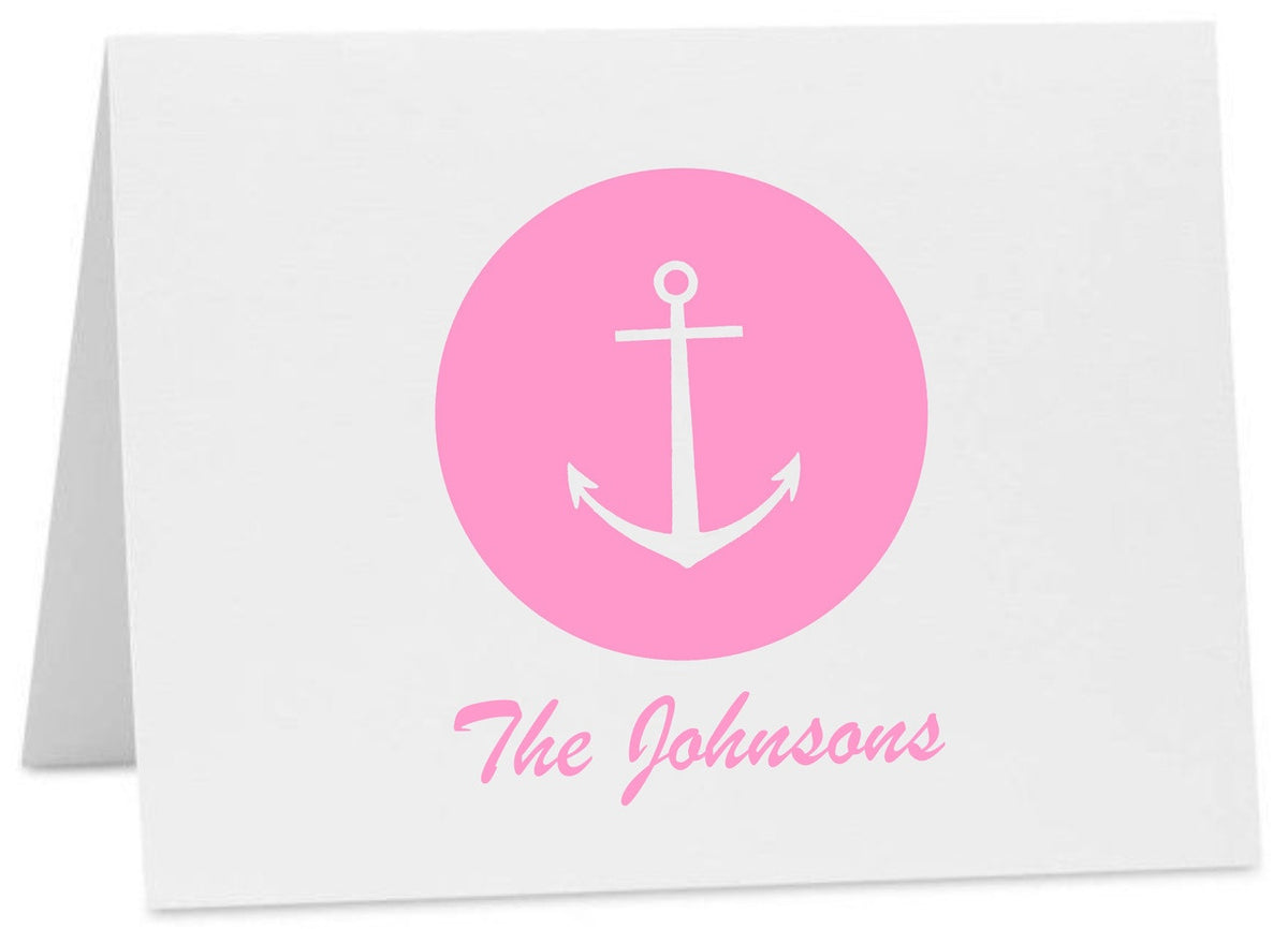 Anchor Dot Personalized Note Cards with Brush Script Font (Available in Multiple Colors) (CC-10452)