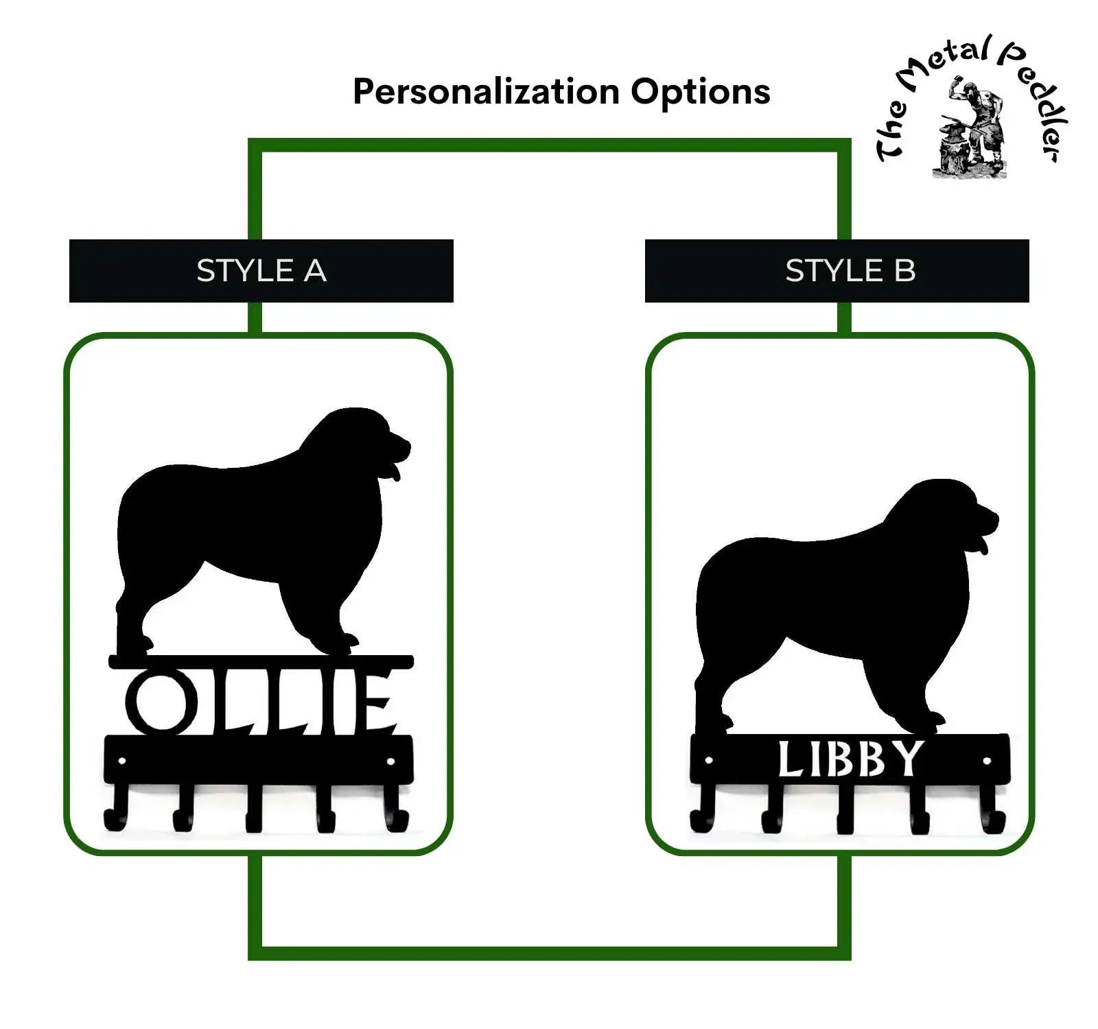 Australian Shepherd Personalized Key Hanger and Leash Holder -  5 Hooks