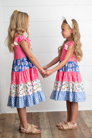 Ava Hot Pink Tiered Ruffles Dress