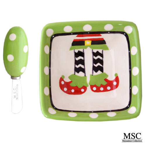 Christmas Bowl With Spreader - Elf Legs (BWEL/6845)