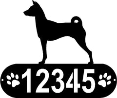 Basenji Dog PAWS House Address Sign or Name Plaque