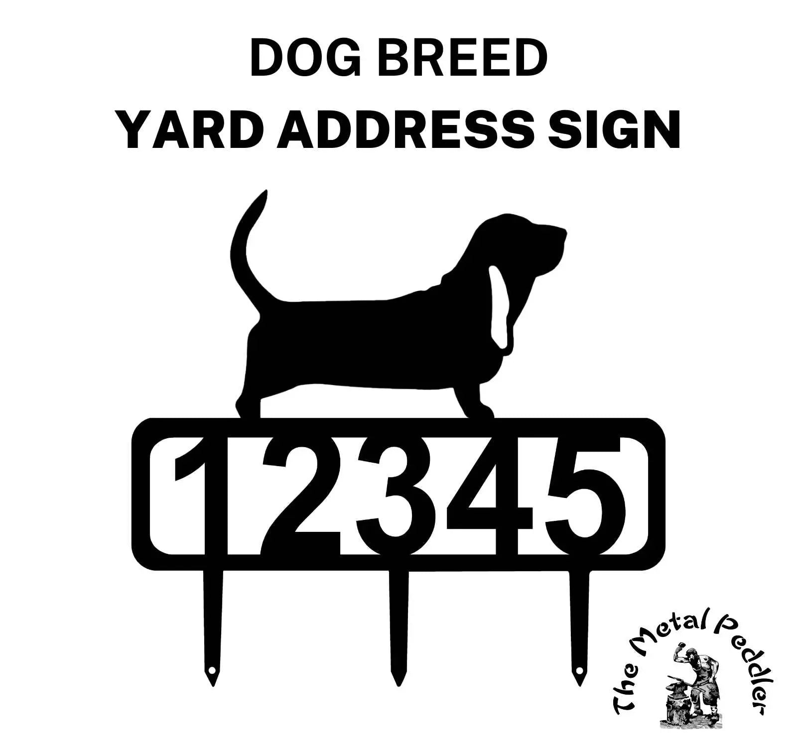 Basset Hound Yard Address Sign with Stakes