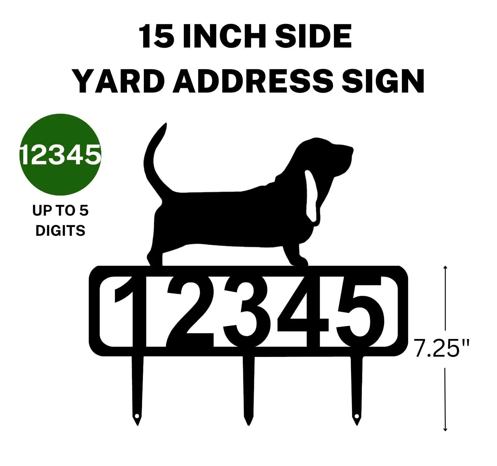 Basset Hound Yard Address Sign with Stakes