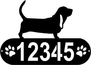 Basset Hound Dog PAWS House Address Sign or Name Plaque