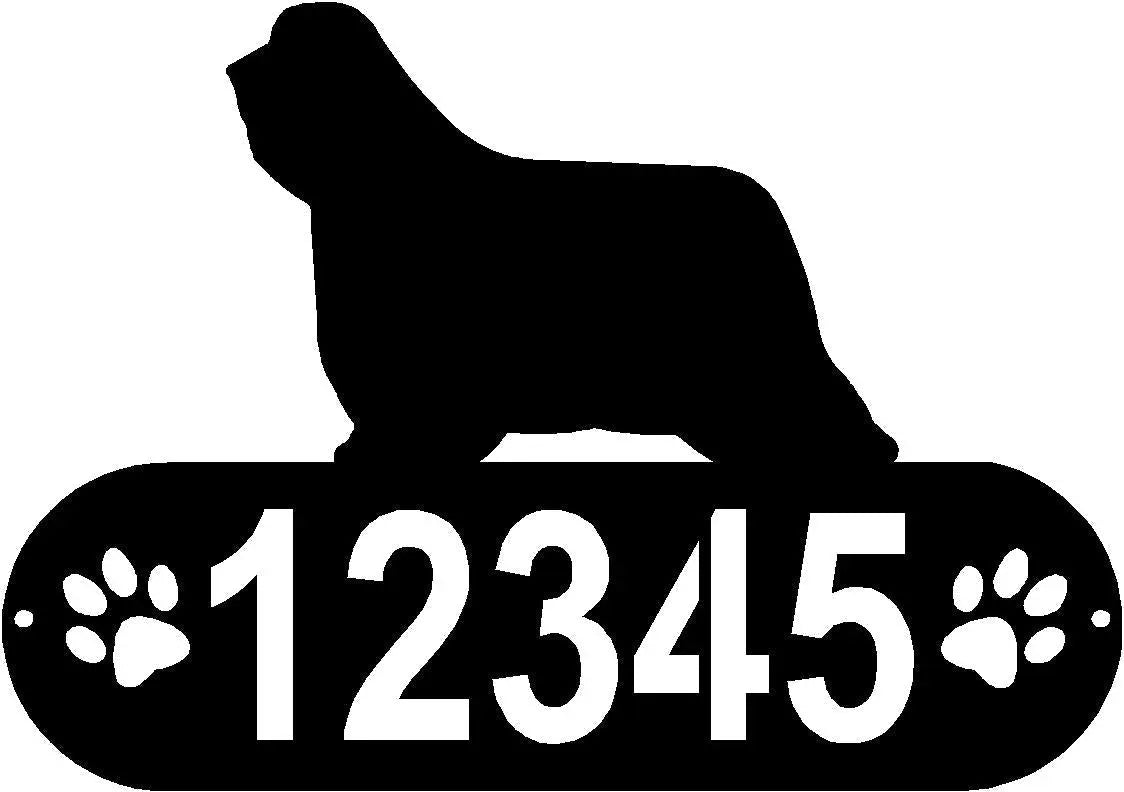 Bearded Collie Dog PAWS House Address Sign or Name Plaque